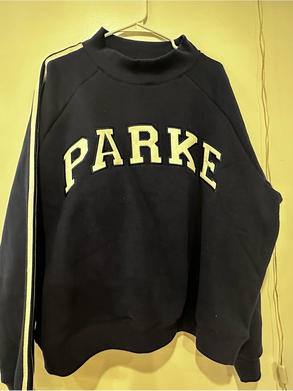 Parke Navy Crewneck Sweatshirt with Contrast Stripe